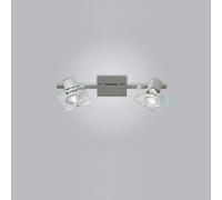 Applique Contemporanea Square Metallo Cromo Vetro Bianco Extrachiaro 2 Luci Gu10