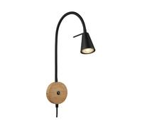 Applique Contemporanea Tusa Metallo Legno Nero 1 Luce Gu10 3000K [EEK: A++]