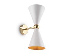 Applique Contemporanea Vesper Struttura E Diffusori In Metallo Bianco Oro 2 Luci