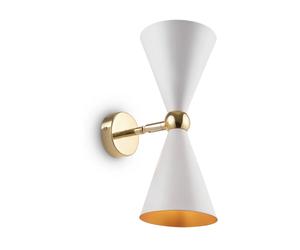 Applique Contemporanea Vesper Struttura E Diffusori In Metallo Bianco Oro 2 Luci