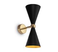 Applique Contemporanea Vesper Struttura E Diffusori In Metallo Nero E Oro 2 Luci