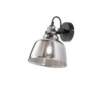Applique Contemporanea Vintage Metallo Nero Vetro Fumè 1 Luce E27