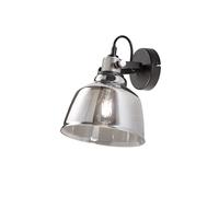 Applique Contemporanea Vintage Metallo Nero Vetro Fumè 1 Luce E27 [EEK: A++]