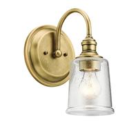 Applique Contemporanea Waverly Acciaio Ottone Naturale Vetro 1 Luce E27