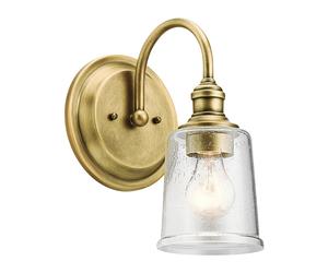 Applique Contemporanea Waverly Acciaio Ottone Naturale Vetro 1 Luce E27
