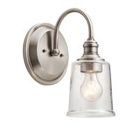 Applique Contemporanea Waverly Acciaio Peltro Classico Vetro 1 Luce E27