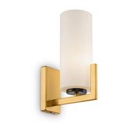 Applique Contermporanea Fortano 1 Luce Metallo Ottone Diffusore Vetro Bianco