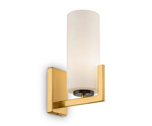 Applique Contermporanea Fortano 1 Luce Metallo Ottone Diffusore Vetro Bianco