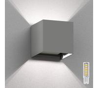 Applique CUBEL per esterni grigio IP65 Up & Downlight quadrato + lampada LED