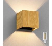 Applique CUBEL per esterni IP65 up/downlight quadrato effetto legno incl. LED