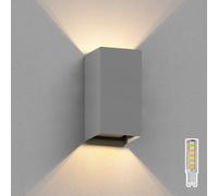 Applique CUBEL per esterni rettangolare grigio IP65 Up & Downlight incl. LED