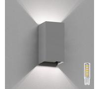 Applique CUBEL per esterni rettangolare grigio IP65 Up & Downlight incl. LED