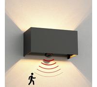 ledscom.de Lampada a parete CUBEL, sensore crepuscolare, rilevatore di movimento per esterni, IP65, up/downlight, antracite opaco, rettangolare, 2x G9 max. 10W