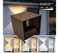 APPLIQUE CUBO LED 12W IP65 FARETTO LAMPADA DA PARETE SWITCH 3000k 4000k 6500k [EEK: E]