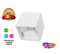 Applique Cubo Led 3X2W Faro Faretto Lampada da Parete per Muro con doppia luce [EEK: A]