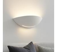 Applique curvo mezza luna di gesso bianca pitturabile design moderna per interni e27 led Made in Italy
