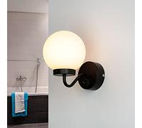 Applique da bagno - Art Nouveau Lampada da bagno - Lampada da parete nera E14 - Sfera di vetro - Applique bagno IP44 - con interruttore - Lampada da parete