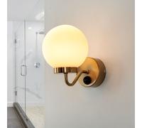 Lampada da parete bagno TOGO vetro metallo in ottone con interruttore IP44 bagno A: 19 cm E14 max 40 watt lampada da parete classica a sfera bagno