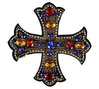 Applique da cucire con strass e perline, fatta a mano, ideale come decorazione per abiti, borse e accessori D