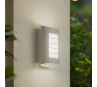 Applique da esterni LED Lindby Ismael, bianca, alluminio, altezza 26,8 cm LINDBY
