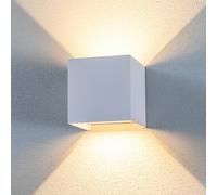 Applique da esterni LED Lindby Nivar, angolare, bianca, 10 cm, IP54 LINDBY