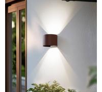 Applique da esterni LED Lindby Smart Dara, rotonda, color ruggine, CCT RGB, Tuya LINDBY