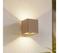 Applique da esterni LED Lucande Aaron, beige, IP54, luce verso l'alto/verso il LUCANDE