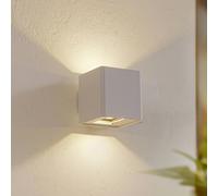 Applique da esterni LED Lucande Aaron, bianca, IP54, luce verso l'alto/verso il LUCANDE