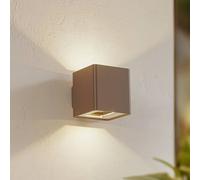 Applique da esterni LED Lucande Aaron, marrone, IP54, luce verso l'alto/verso LUCANDE