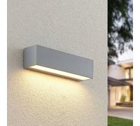 Applique da esterni LED Lucande Lengo, 25 cm, argento, luce verso il basso, LUCANDE