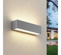 Applique da esterni LED Lucande Lengo 25 cm argento up/down 3.000K LUCANDE