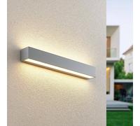 Applique da esterni LED Lucande Lengo 50 cm argento, luce verso l'alto/verso il LUCANDE