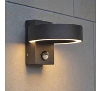 Applique da esterni LED Lucande Nirella, nera, CCT, con sensore LUCANDE