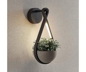 Applique da esterni LED Lucande, pietra naturale, cesto sospeso LUCANDE