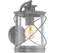Applique Industrial Da Esterno Hilburn 1 Luce Acciaio Zincato Argento Antico
