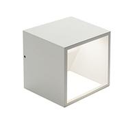 Applique in alluminio pressofuso NIKO APPLIQUE CUBO Dimensioni 11,1x10,9xh 10,9 cm Diffusore in vetro trasparente 9W LED 3000K colore BIANCO BIANCO