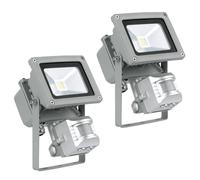 Applique da esterno faretto da costruzione applique da esterno con rilevatore di movimento, alluminio vetro trasparente, 1x LED 10W 790Lm bianco freddo, LxLxA 11,5x15x11 cm, set di 2