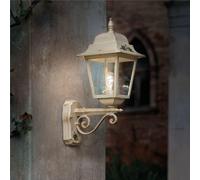 Applique da esterno in materiale Ceramico 21,5x21,5x h 55 cm peso 2,8 kg - Attacco Lampada E 27 interno esterno, con vetri Bianco Sfumato Oro avorio