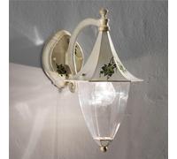 Applique da esterno in materiale Ceramico LINEA AREZZO 35x36x h 47 cm peso 1,8 kg - Attacco Lampada E 27 interno esterno, con vetri Bianco Sfumato Oro bianco