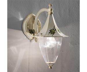 Applique da esterno in materiale Ceramico LINEA AREZZO 35x36x h 47 cm peso 1,8 kg - Attacco Lampada E 27 interno esterno, con vetri Bianco Sfumato Oro bianco