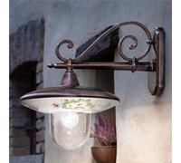 Applique da esterno in materiale Ceramico LINEA LATINA 38x36x h 47 cm peso 2,05 kg - Attacco Lampada E 27 interno esterno, con vetri Nero Sfumato Rame rame