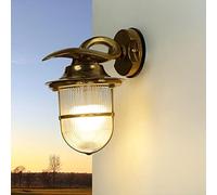 Applique da esterno in ottone vetro rigato in ottone IP64 terrazza casa D: 20 cm E27 max 18W Lanterna rustica Lampada da esterno marittima da giardino