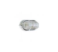 Applique Da Esterno Industriale Ovale Alluminio E Vetro Bianco 1 Luce E27