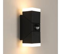 Applique da Esterno LED IP65 con Sensore di Movimento, 3000K Applique Esterno in Alluminio, Lampada da Esterno con Sensore di Movimento, Angolo Fascio 340° Regolabile, Tempo Accensione Regolabile