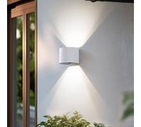 Applique da esterno LED Lindby Smart Dara, bianca, rotonda, CCT RGB, Tuya LINDBY
