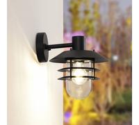 Applique da esterno Lindby Meliora, nera, ferro, IP44, E27 LINDBY