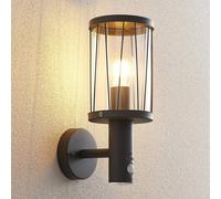 Applique da esterno Lindby Yonan, altezza 34 cm, antracite, sensore LINDBY