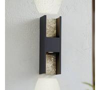 Applique da esterno Lucande LED Lavrin, nero/marmo, alluminio LUCANDE