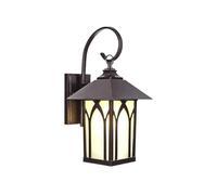 Applique da Esterno Moderna, Colore Marrcaffè, con Paralume in Vetro Satinato, Lanterna in Alluminio Impermeabile, Attacco E26/E27 a Collo D'Oca, Ideale per Veranda, Villa e Giardino.