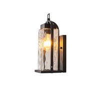 Applique da esterno, moderna lampada da parete verticale per esterni con vetro ondulato, grande lanterna da parete in ferro nero, illuminazione ambientale impermeabile per villa, porta d'ingresso, ver